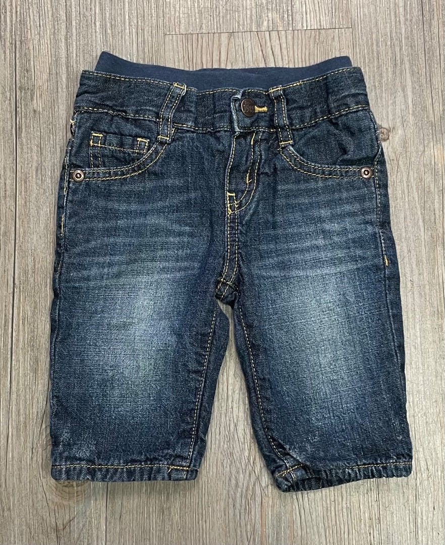 Blue Childrens Place Cotton lined jeans, 3-6M