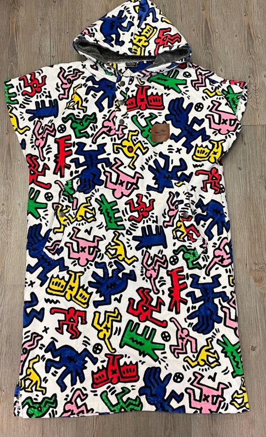 Multi Colour Slow Tide Terry Hooded Poncho, 12-14Y