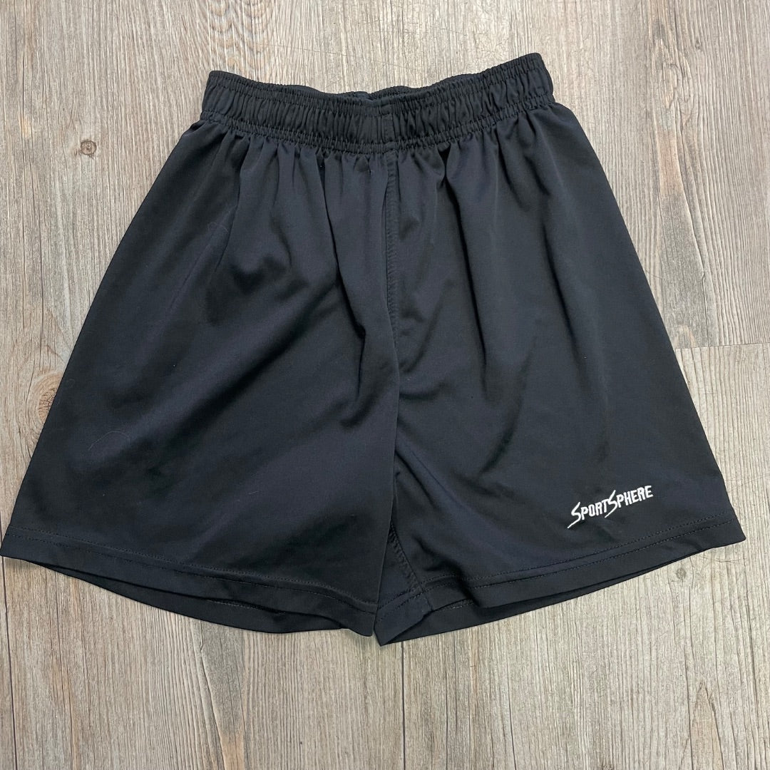 Black Sportsphere Soccer Shorts, 6-7Y