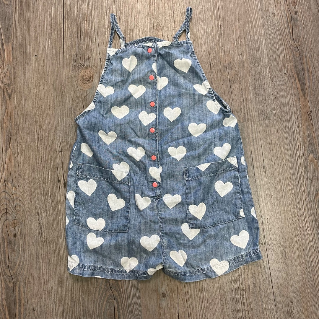 Hearts Print Hatley Chambray Romper, 7Y