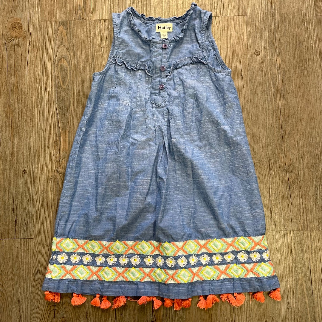 Blue Hatley Embroidered Dress, 7Y