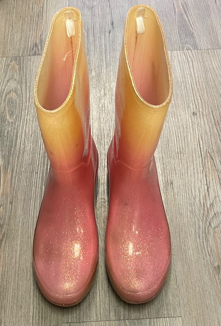Gliter Yellow/Coral Cat & Jack Rain Boots, 3Y