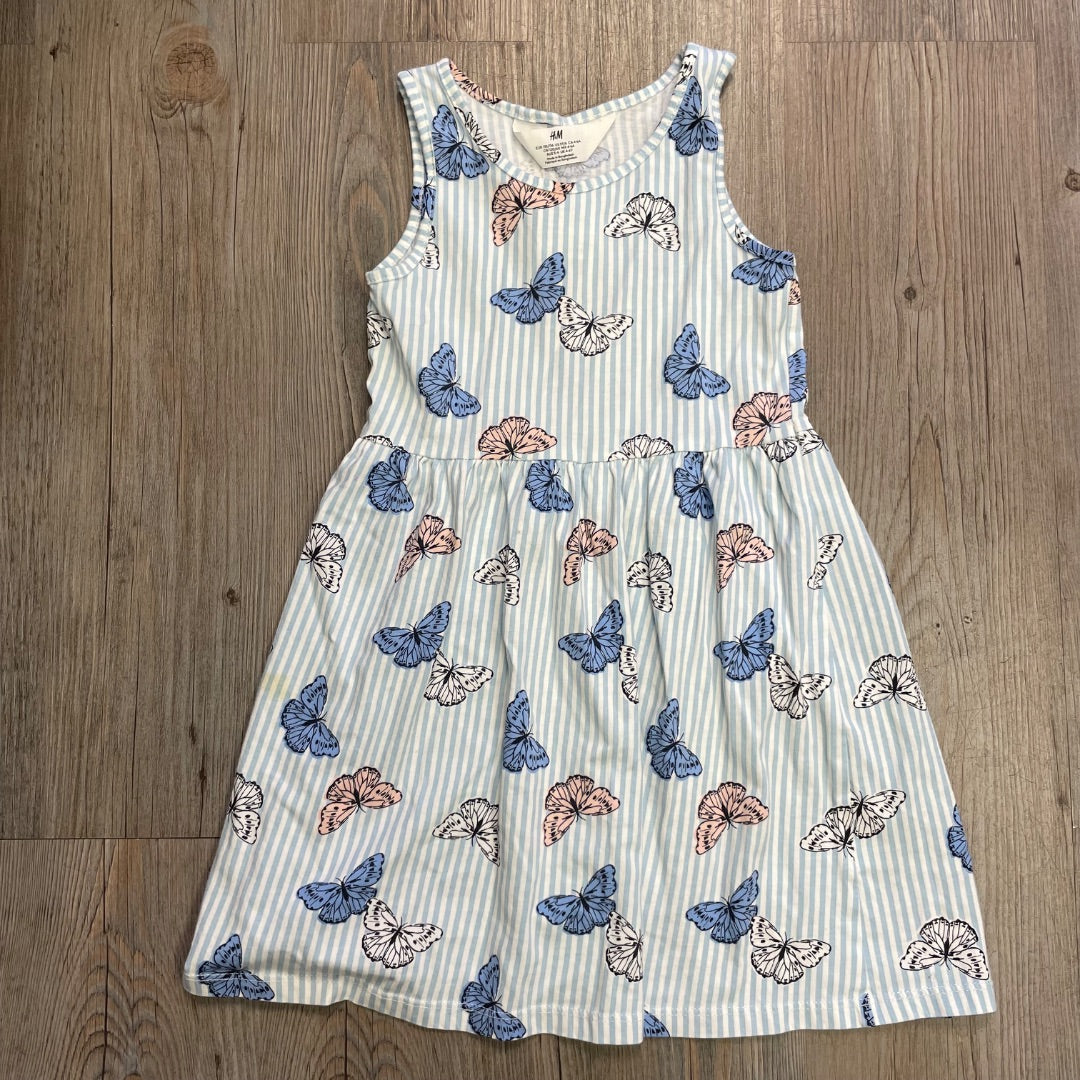 Butterfly Print H&M Stripe Dress, 4-6Y