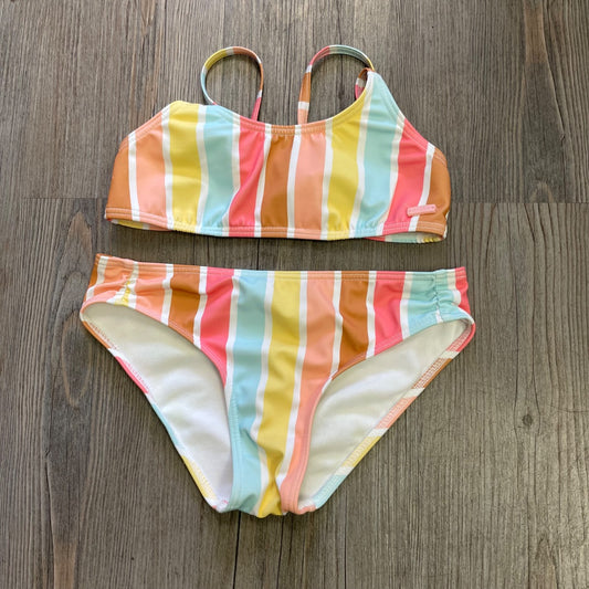 Stripe Roxy 2PC Bathing Suit, 7Y