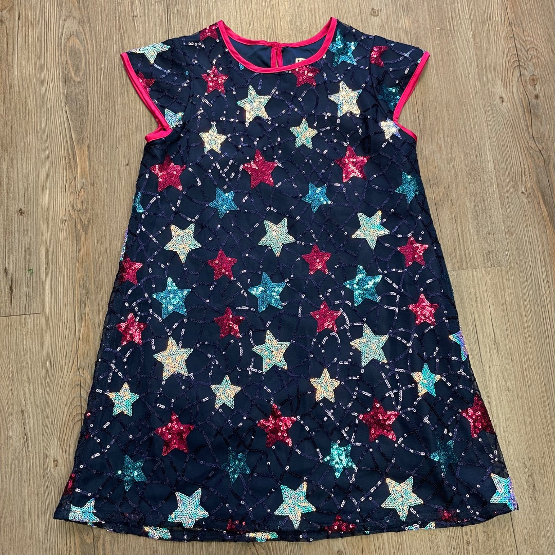 Navy Hatley Sequins Lined Dress, 7Y