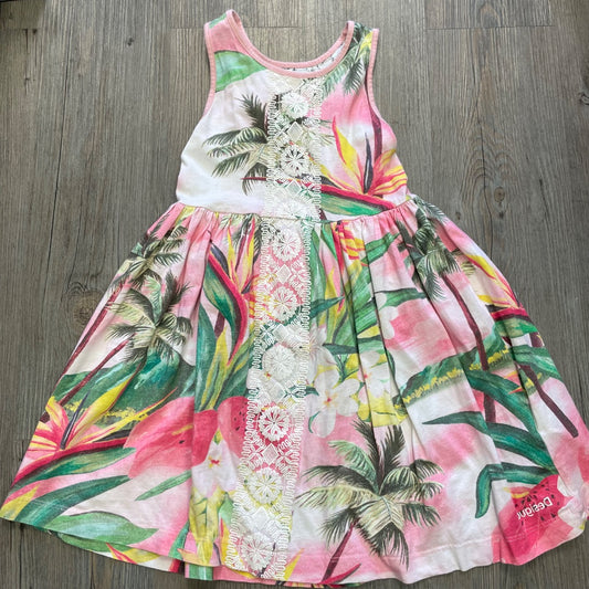 Multi Colour Desigual Palm Tree Print Dress, 5-6Y