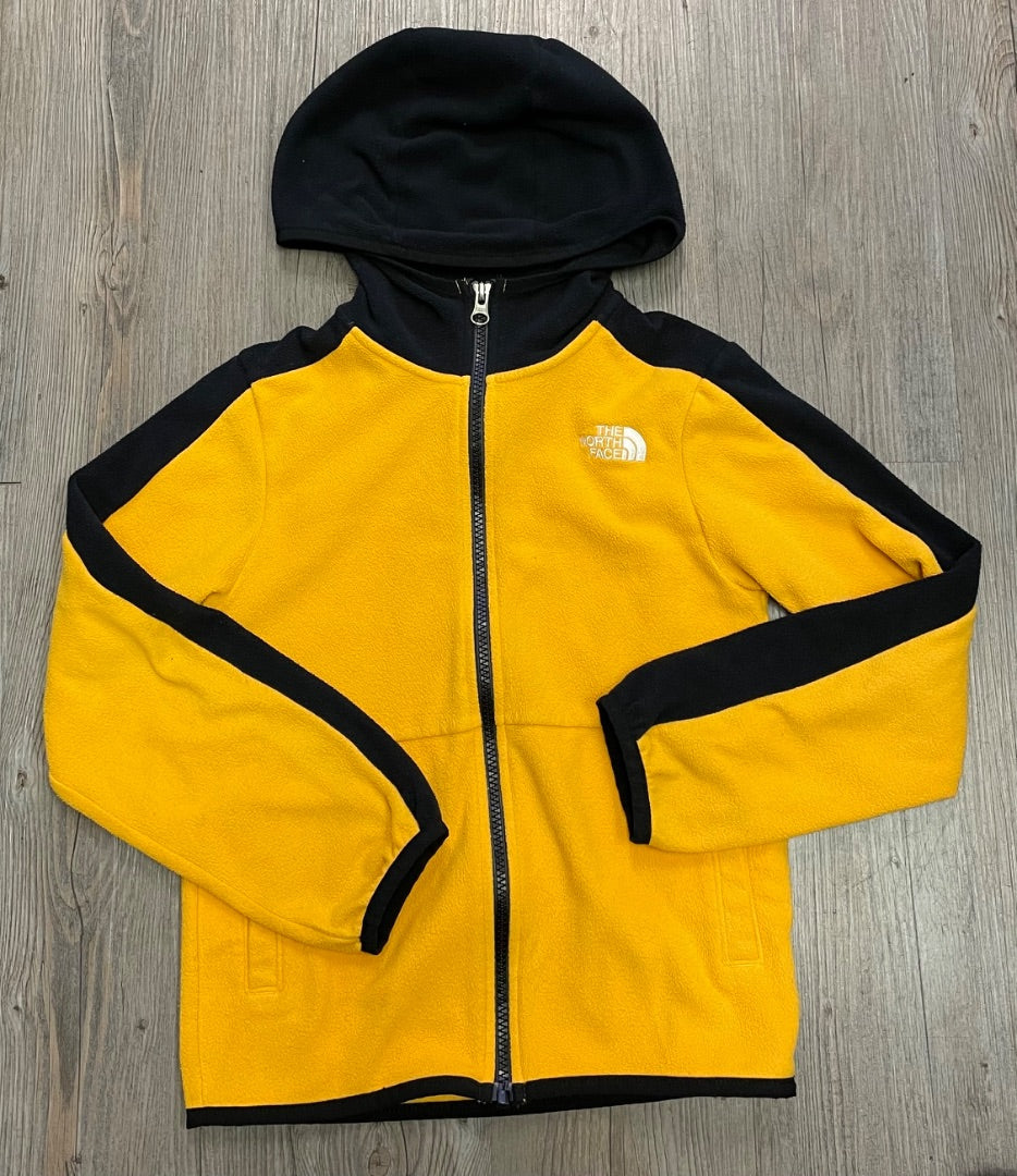 Yellow/Black North Face Fleece Zip Hoodie, 7-8Y