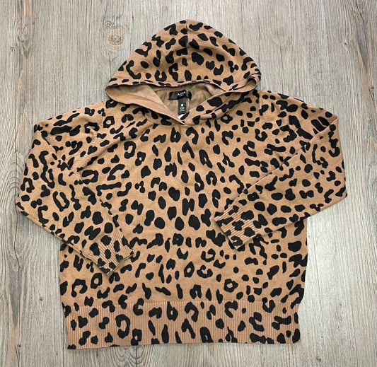 Leopard Aqua Knit Hooded sweater, 7-8Y