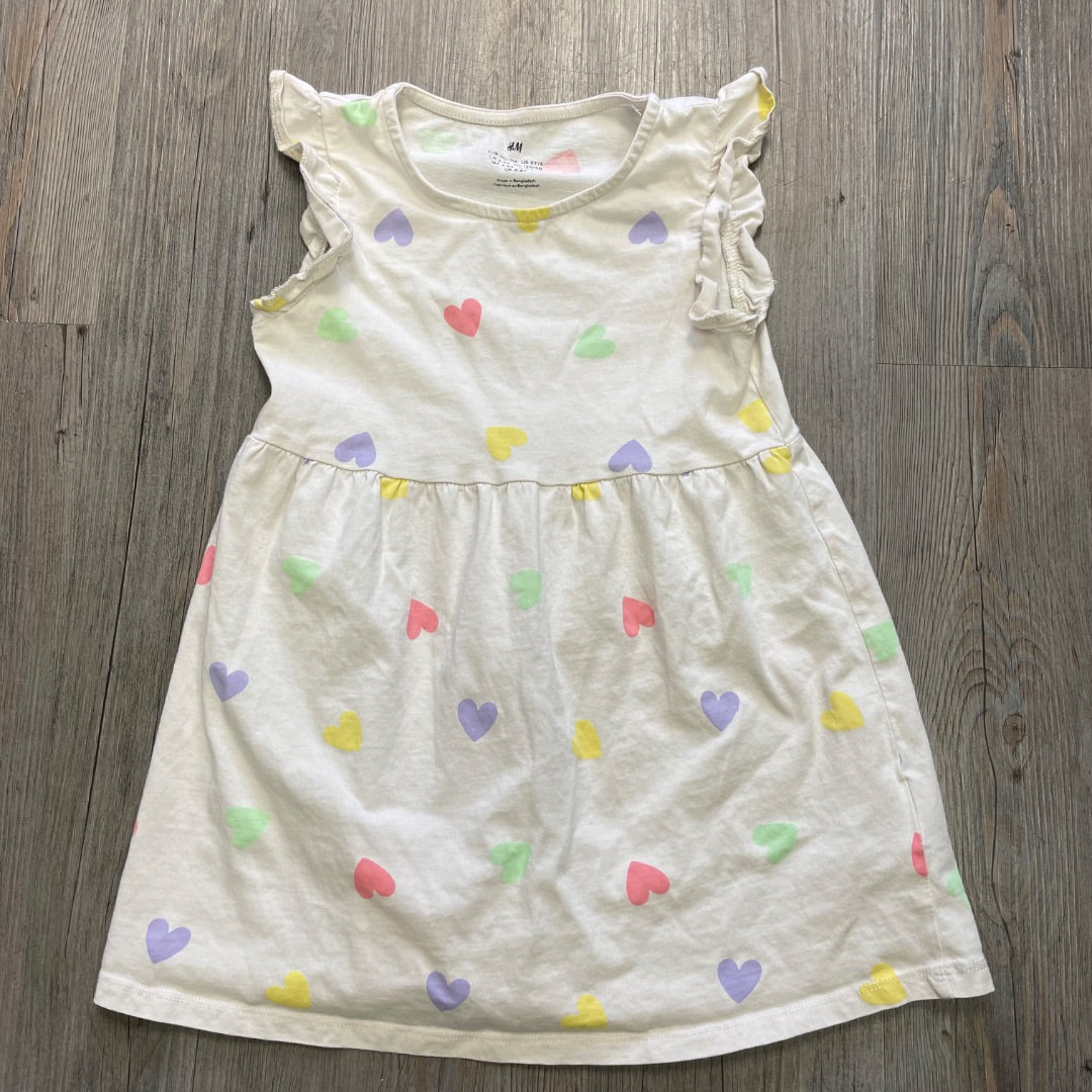 Multi Colour H&M Hearts Print Dress, 4-6Y