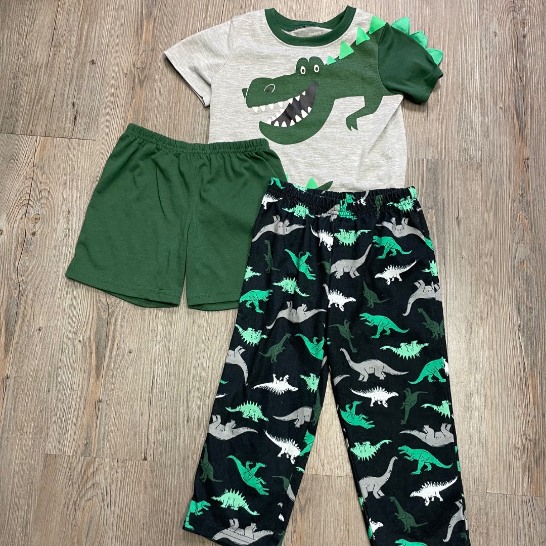 Dino Print Carters 3PC PJ Set, 3Y