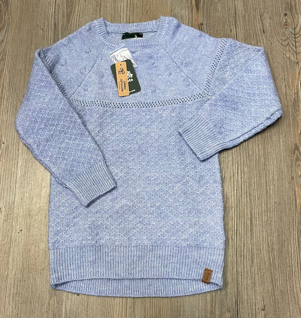 Periwinkle Mix Roots Pom Pom Sweater Dress, 4Y