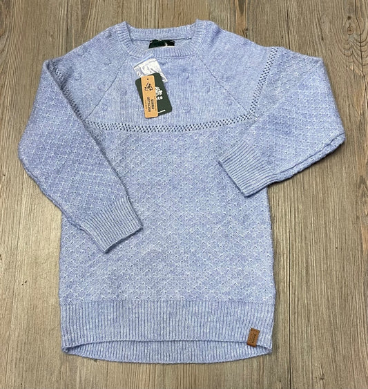 Periwinkle Mix Roots Pom Pom Sweater Dress, 4Y