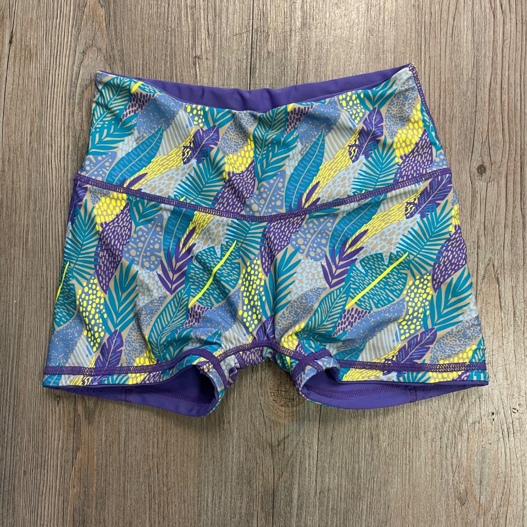 Purple/Leaf Print  Active Reversible Shorts, 8Y