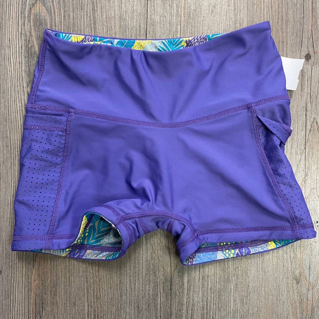Purple/Leaf Print  Active Reversible Shorts, 8Y
