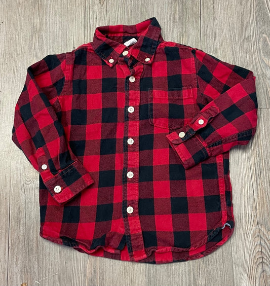 Red Plaid Gap Flannel Shirt, 4Y