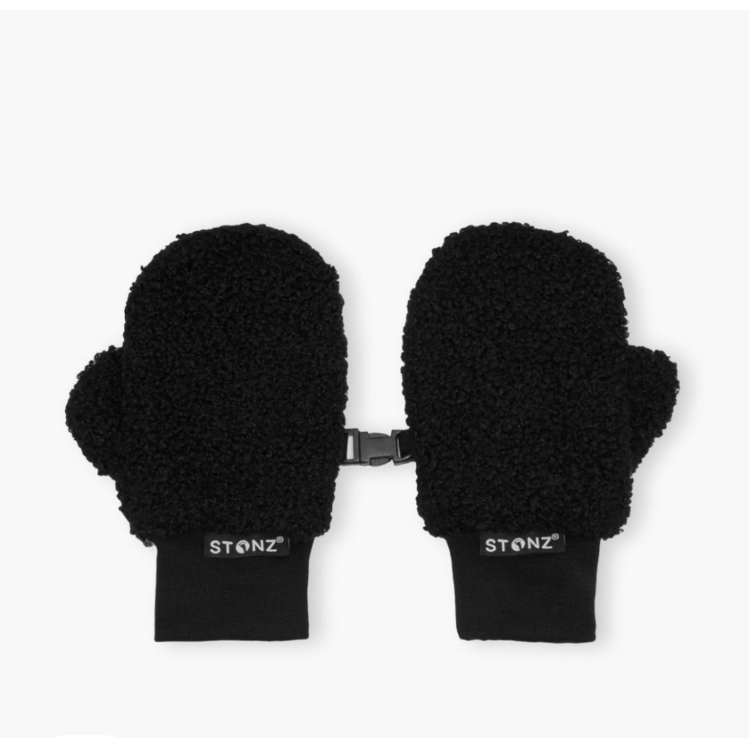 Black Stonz Fleece Mitts for Kids, 5-8Y