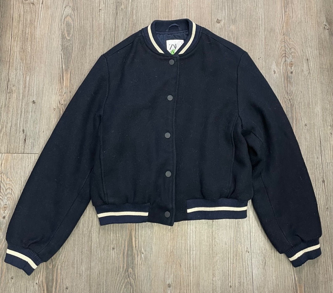 Navy Zara Bomber Jacket, 11-12Y