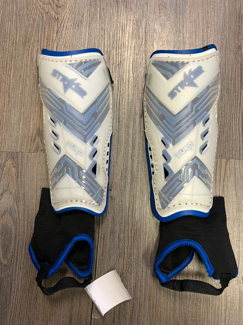 Blue/White Euro Striker Shin Guards, Youth Large