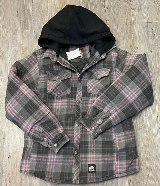 Plaid Berne Hooded Shacket, 10-12Y
