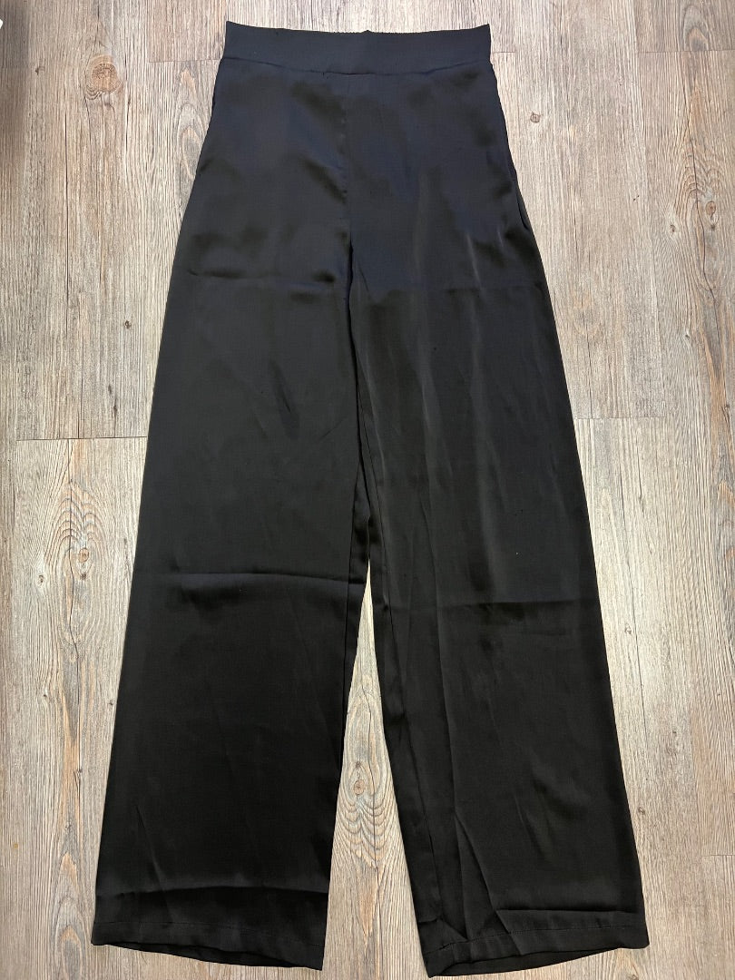 Black Retrod Satin Stretch Waist Pants, XS