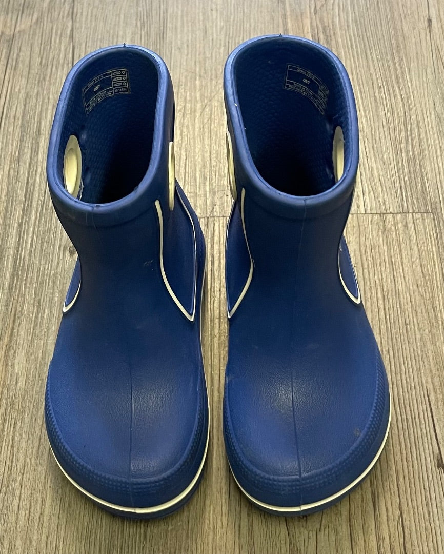 Blue/White Crocs Rain Boot 2 Tones, 6-7T