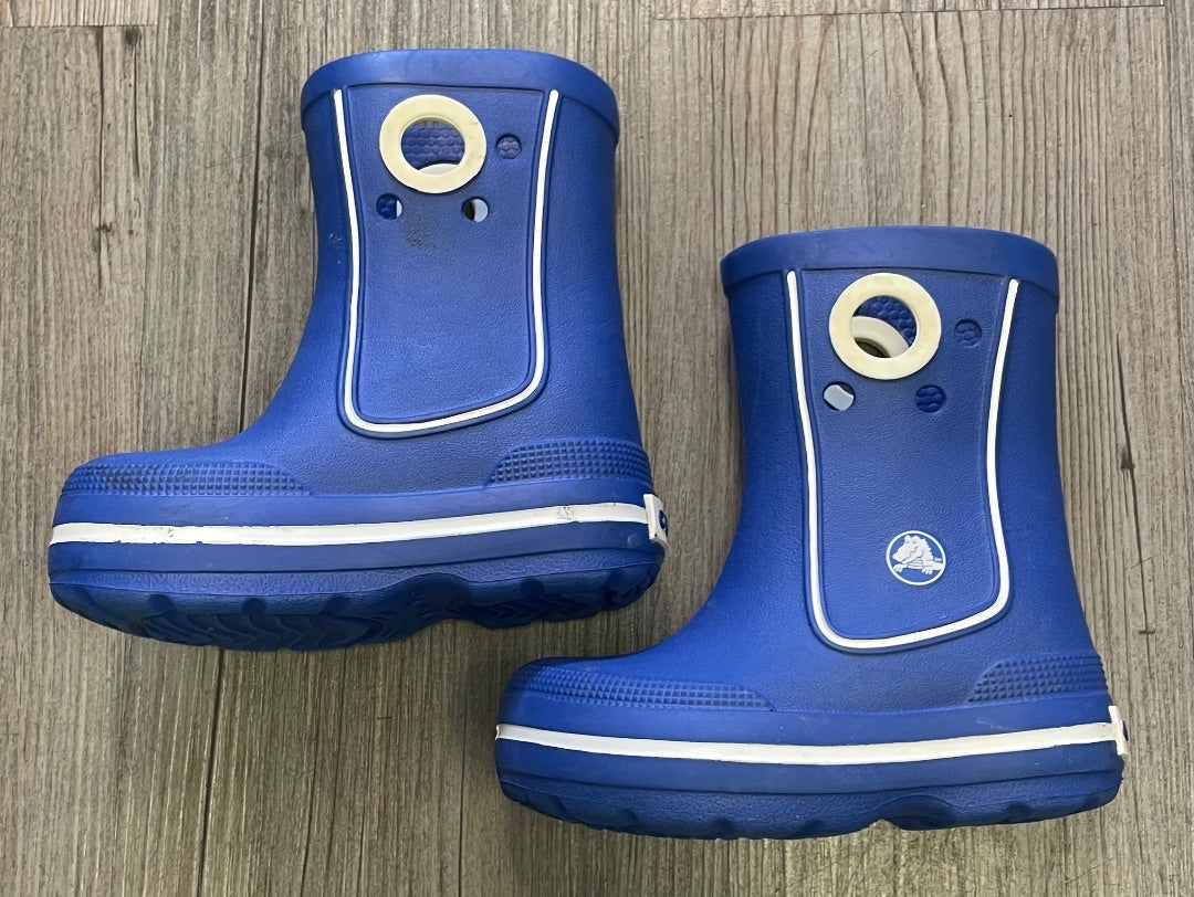 Blue/White Crocs Rain Boot 2 Tones, 6-7T
