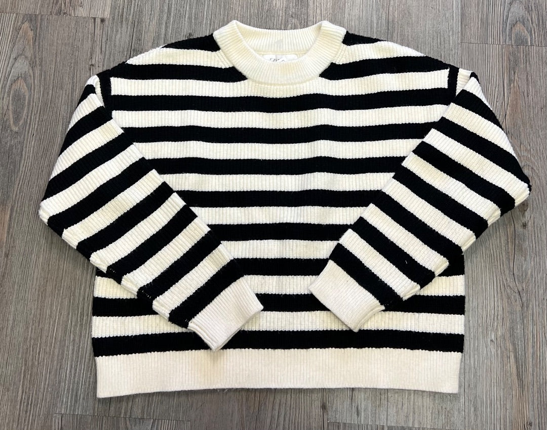 Stripe Black/Ivory Zara Knit Sweater, 8-9Y