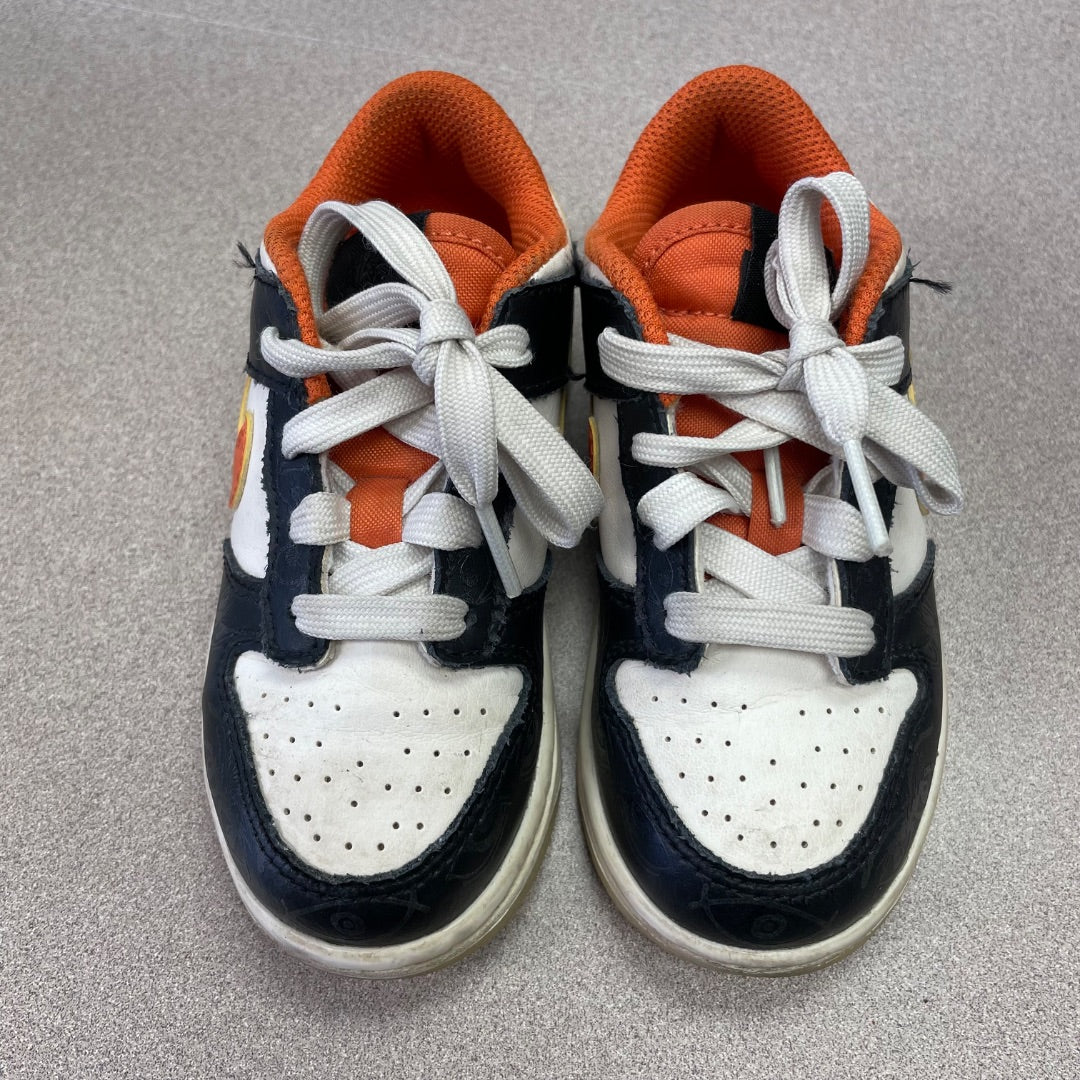 Black White Orange Nike Lace Up Sneaker, 9T