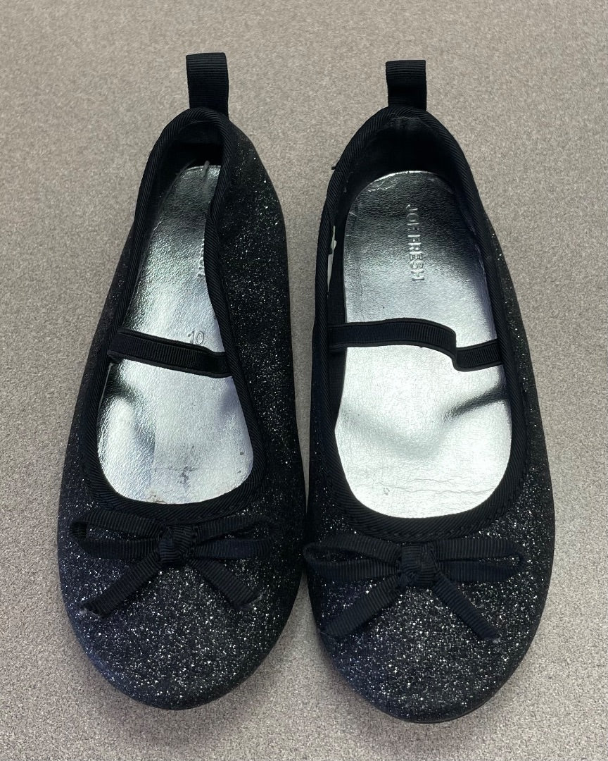 Glitter Black Joe Fresh Flat Shoes, 10T