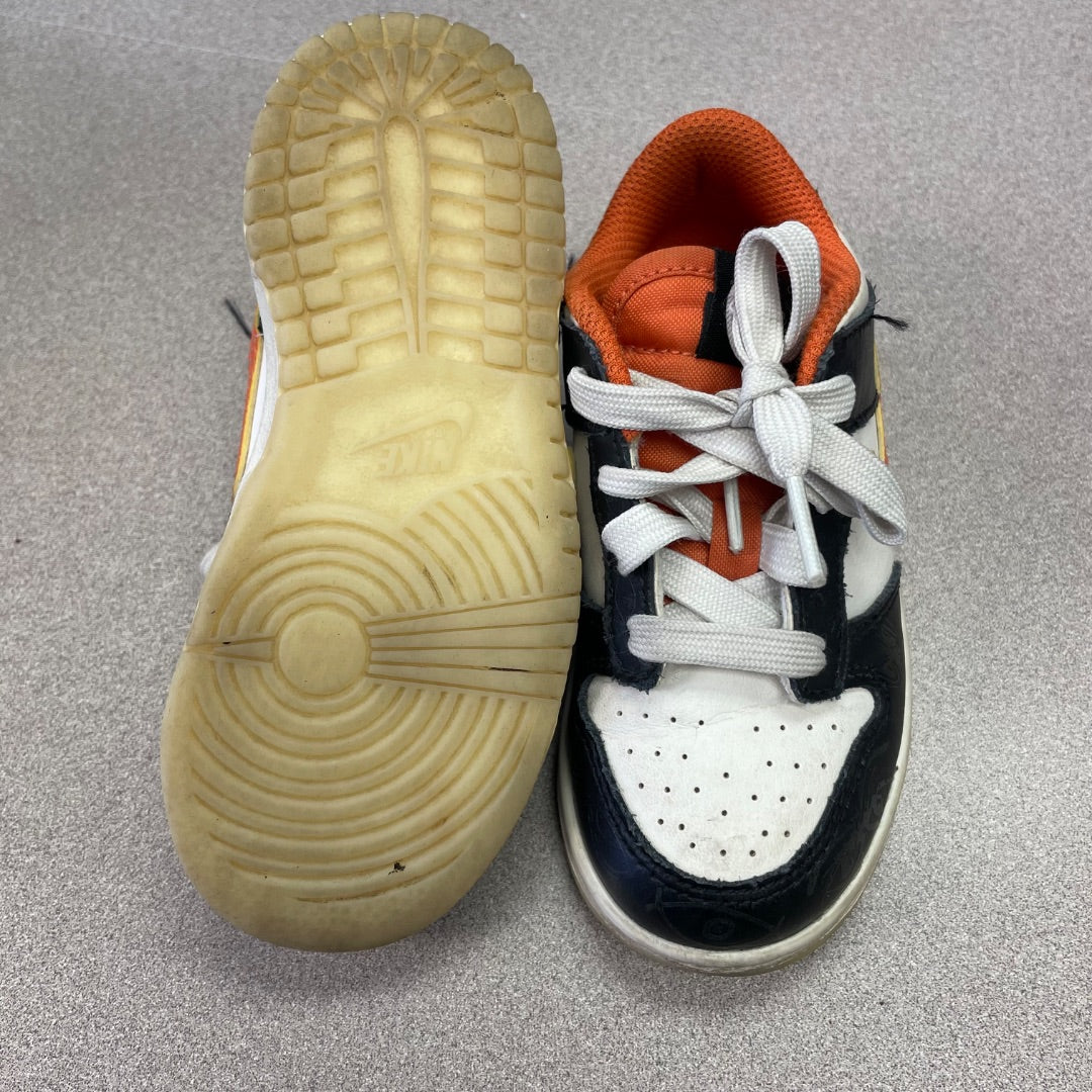Black White Orange Nike Lace Up Sneaker, 9T
