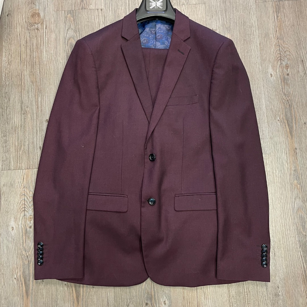 Maroon Soul Of London Dress Suit Set, 42 Blazer 35R Pants