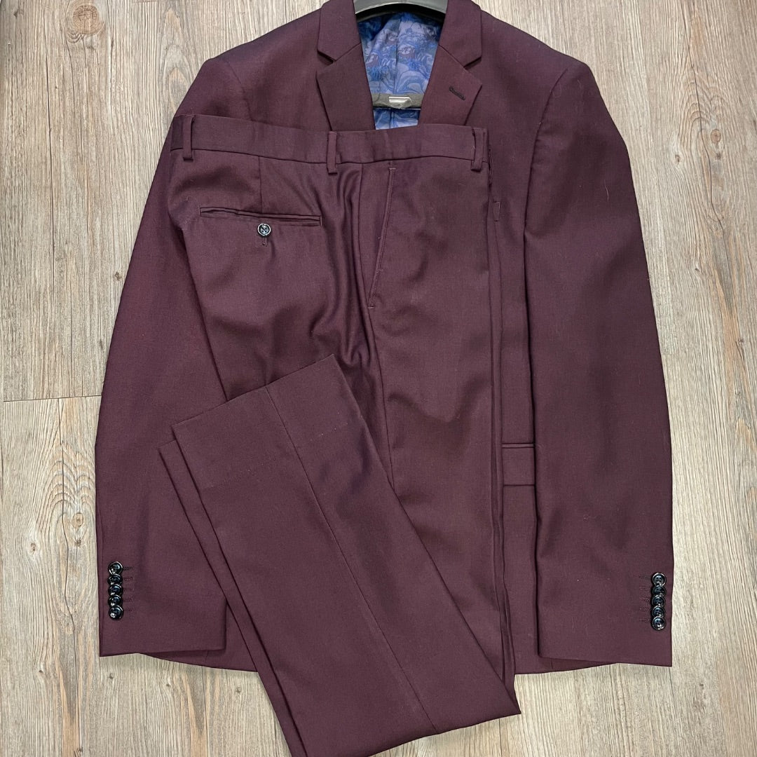 Maroon Soul Of London Dress Suit Set, 42 Blazer 35R Pants