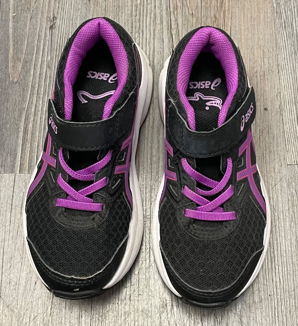 Black/Purple Asics Velcro Shoes, 12Y