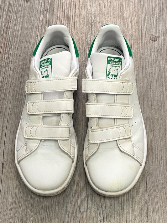 White Adidas Velcro Shoes, 2Y