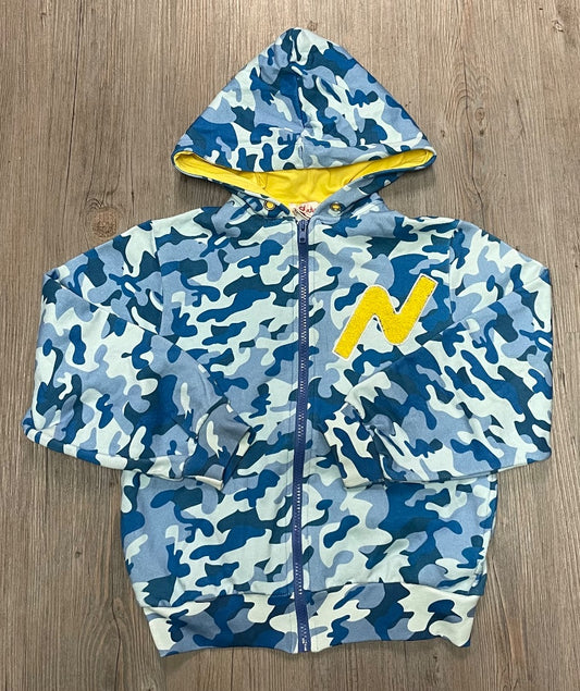 Camo Blue Naturino Zip Hoodie, 8Y