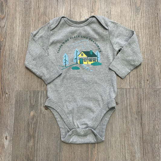 Grey Old Navy LS Baby Onesie, 6-12M