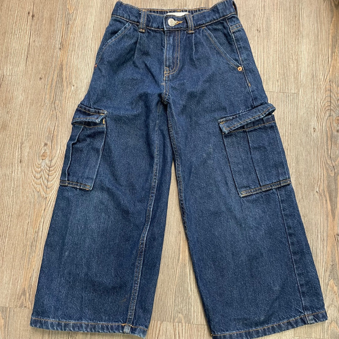 Navy Zara Baggy Wide Leg Jeans, 7Y