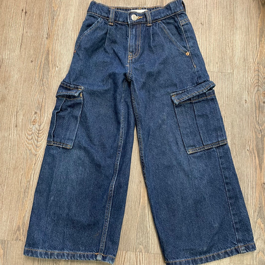 Navy Zara Baggy Wide Leg Jeans, 7Y