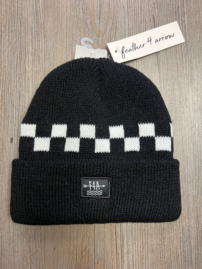 Black/White Check F4A Canyon Knit Beanie, One Size