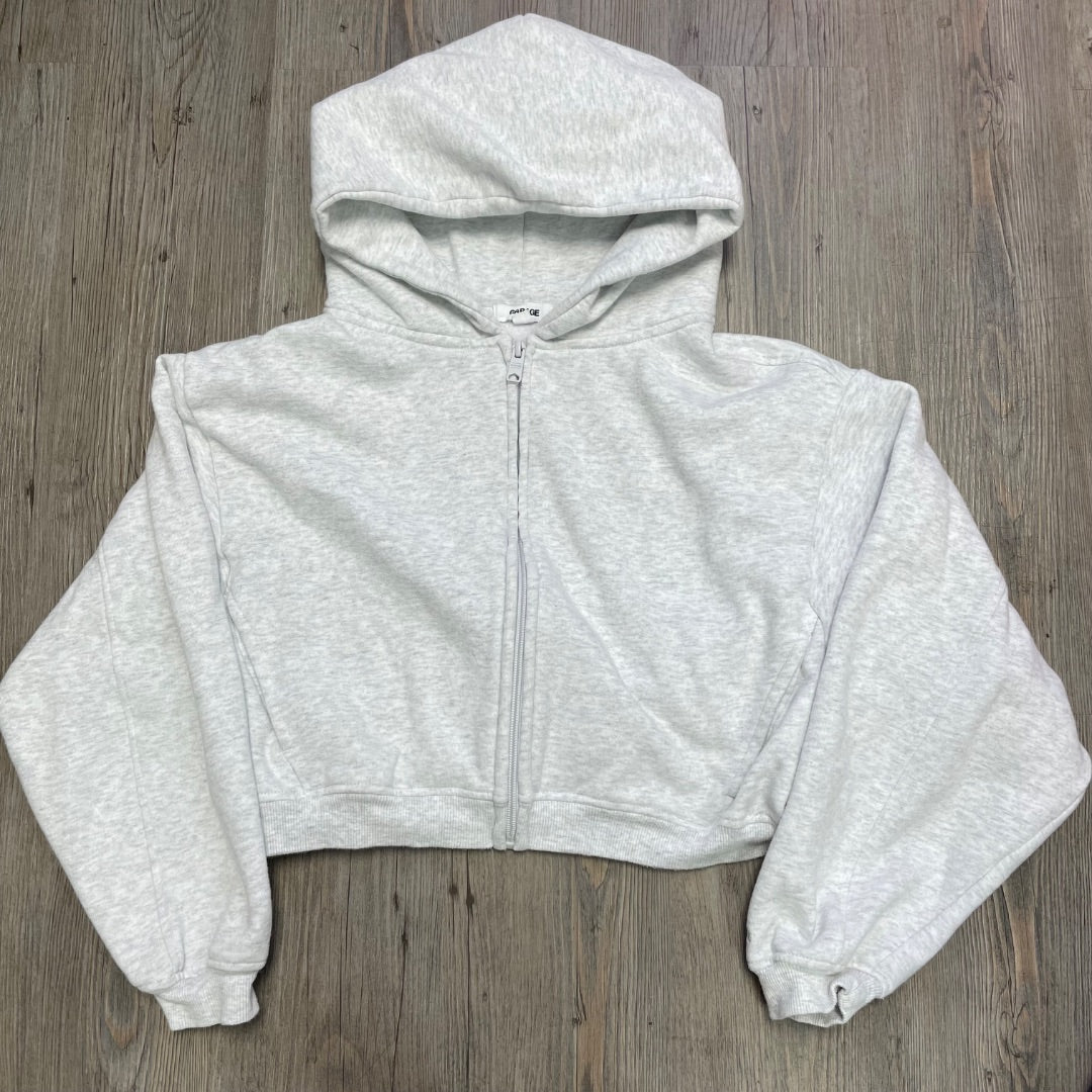 Light Grey Garage Cropped Zip Hoodie, XXS-XS