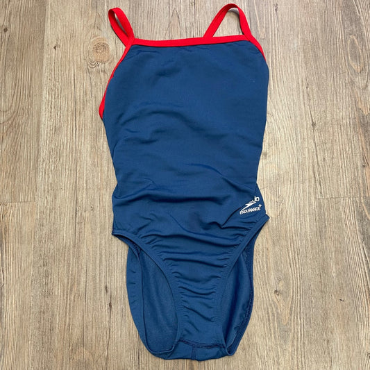 Navy Speedo Onepiece Bathing Suits, 12Y