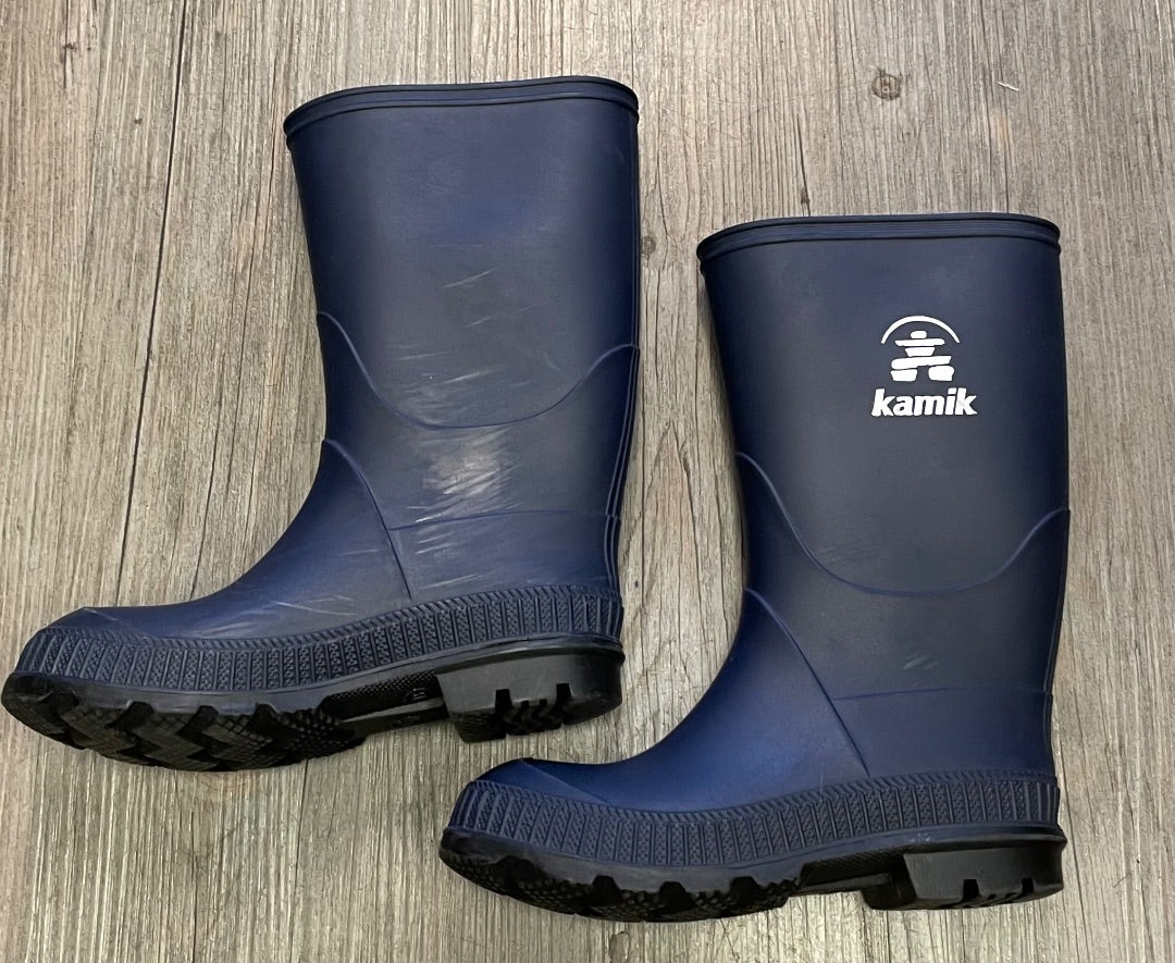 Navy Kamik Rain Boots, 13Y