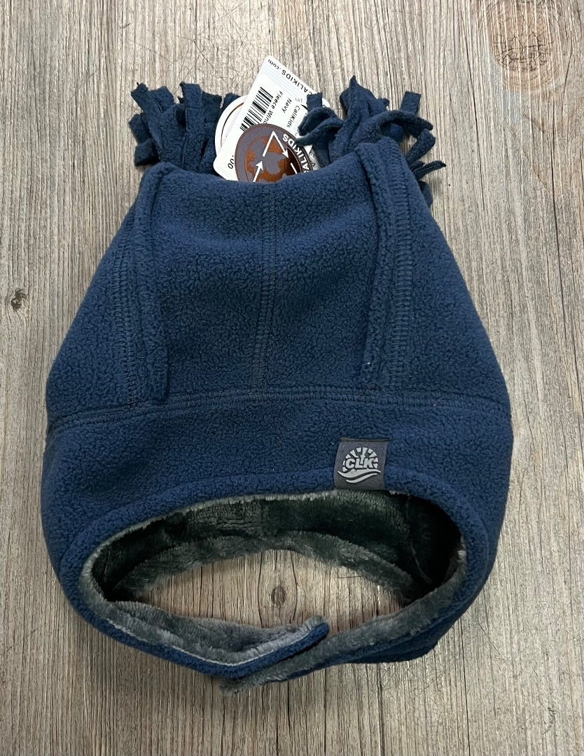 Navy CaliKids Fleece Windproof Tassle Hat, 18M-3Y