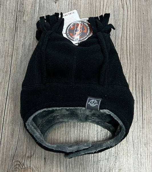 Black CaliKids Fleece Windproof Tassle Hat, 9-18M