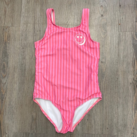 Pink Stripe Joe Fresh Onepiece Bathing Suit, 7-8Y