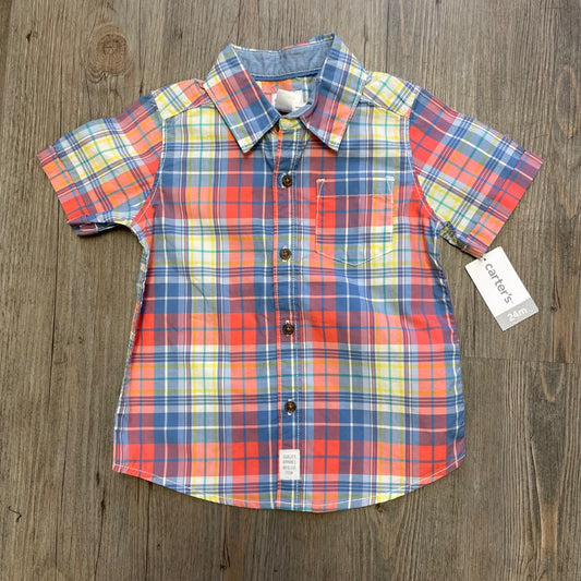 Multi Colour Carters Plaid Shirt, 24M