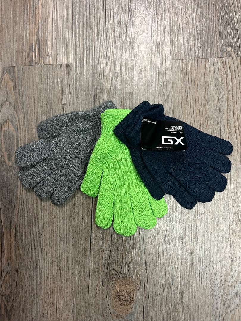 Navy Green Grey Gertex Knit 3Pk Glove, 4-6Y