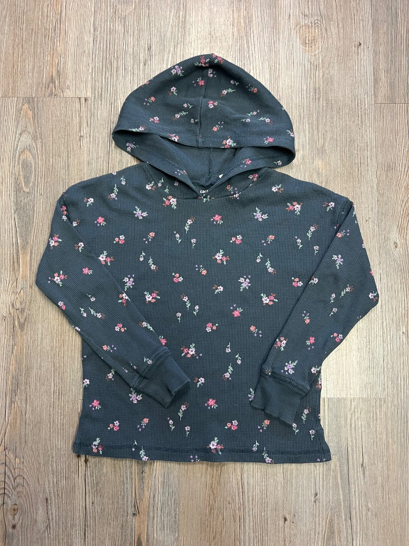 Grey Floral Carters LS Waffle hoodie, 8Y