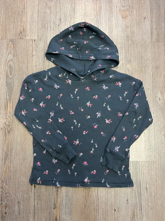 Grey Floral Carters LS Waffle hoodie, 8Y