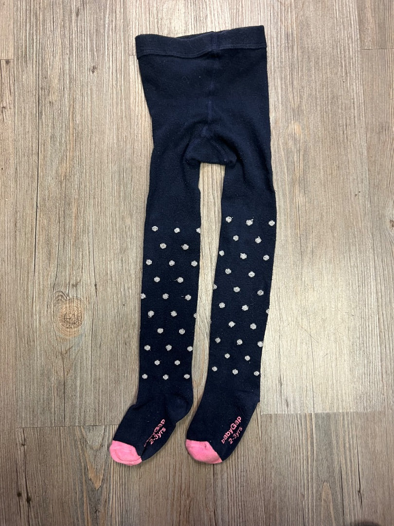 Navy with Silver Dots Baby Gap Polka Dot Knit Tights, 2-3Y